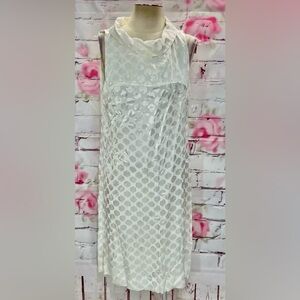 H&M White Sleeveless Cowl Neck Dress with Geometric Pattern